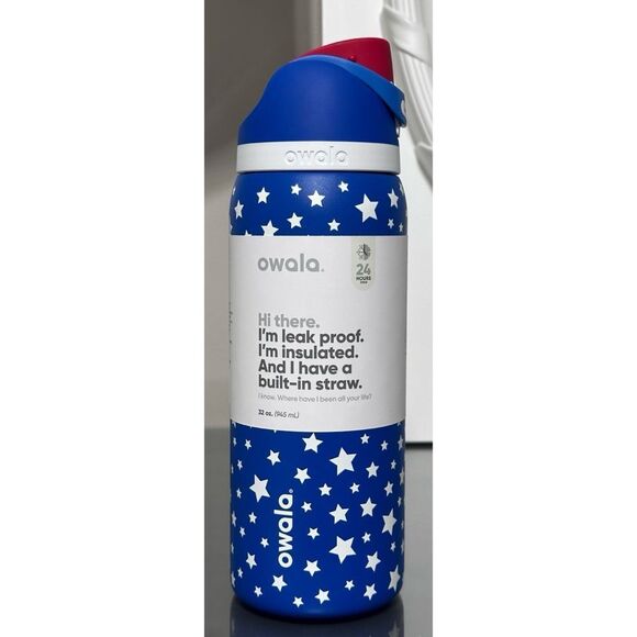 OWALA FreeSip 32oz Stainless Steel Water Bottle, STAR SPANGLED - Picture 1 of 5